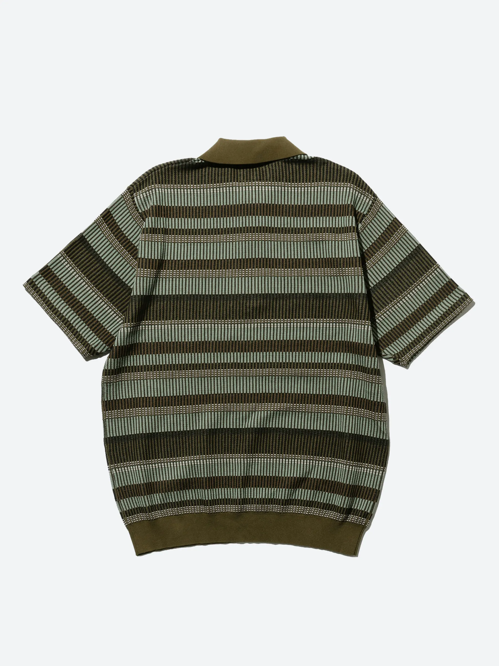 BEAMS PLUS - Half Zip Knit Polo in Olive