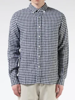 BEAMS PLUS - Linen Gingham Check Button-Down Shirt in Black