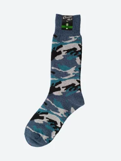 BEAMS PLUS - Melange Camo Socks in Blue
