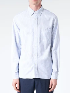 BEAMS PLUS - Oxford Candy Stripe Button Down in Blue
