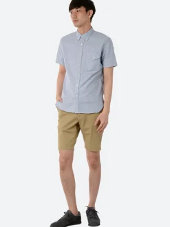 BEAMS PLUS - Oxford Short Sleeve Button-Down Shirt in Sax Blue