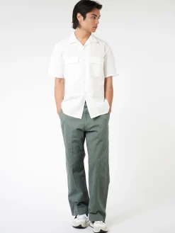 BEAMS PLUS - Pima Cotton Short Sleeve Open Collar Shirt in White