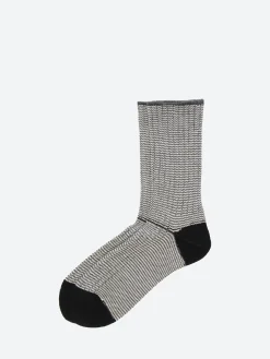 BEAMS PLUS - Pinstripe Rib Socks in Black and White