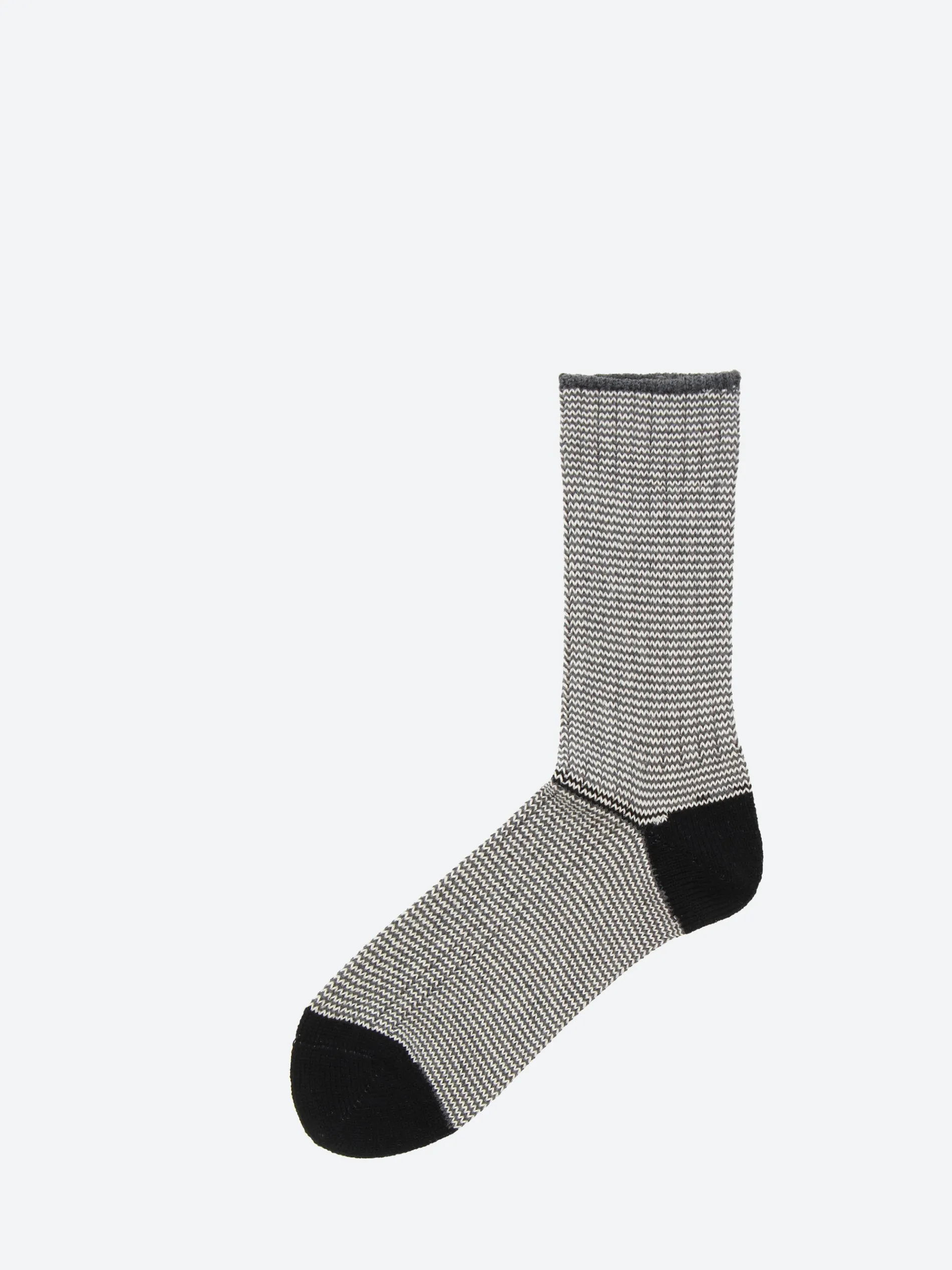 BEAMS PLUS - Pinstripe Rib Socks in Black and White