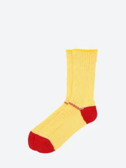 BEAMS PLUS - Pinstripe Rib Socks in Yellow and Red
