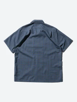 BEAMS PLUS - Plaid Open Collar Short Sleeve Shirt in Blue