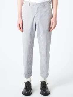 BEAMS PLUS - Seersucker Ivy Trousers in Blue Stripe