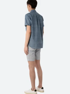 BEAMS PLUS - S/S Popover Chambray Shirt in Blue