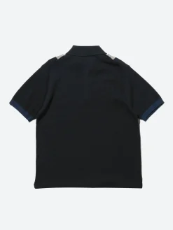 BEAMS PLUS - Stripe Argyle Knit Polo in Navy