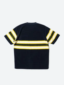 BEAMS PLUS - Stripe Pile Pocket Tee in Navy