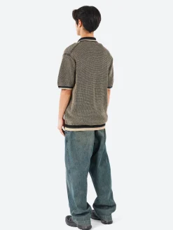 BEAMS PLUS - Zip Knit Polo in Black