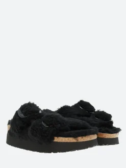 Birkenstock - Arizona Big Buckle Shearling in Black Teddy