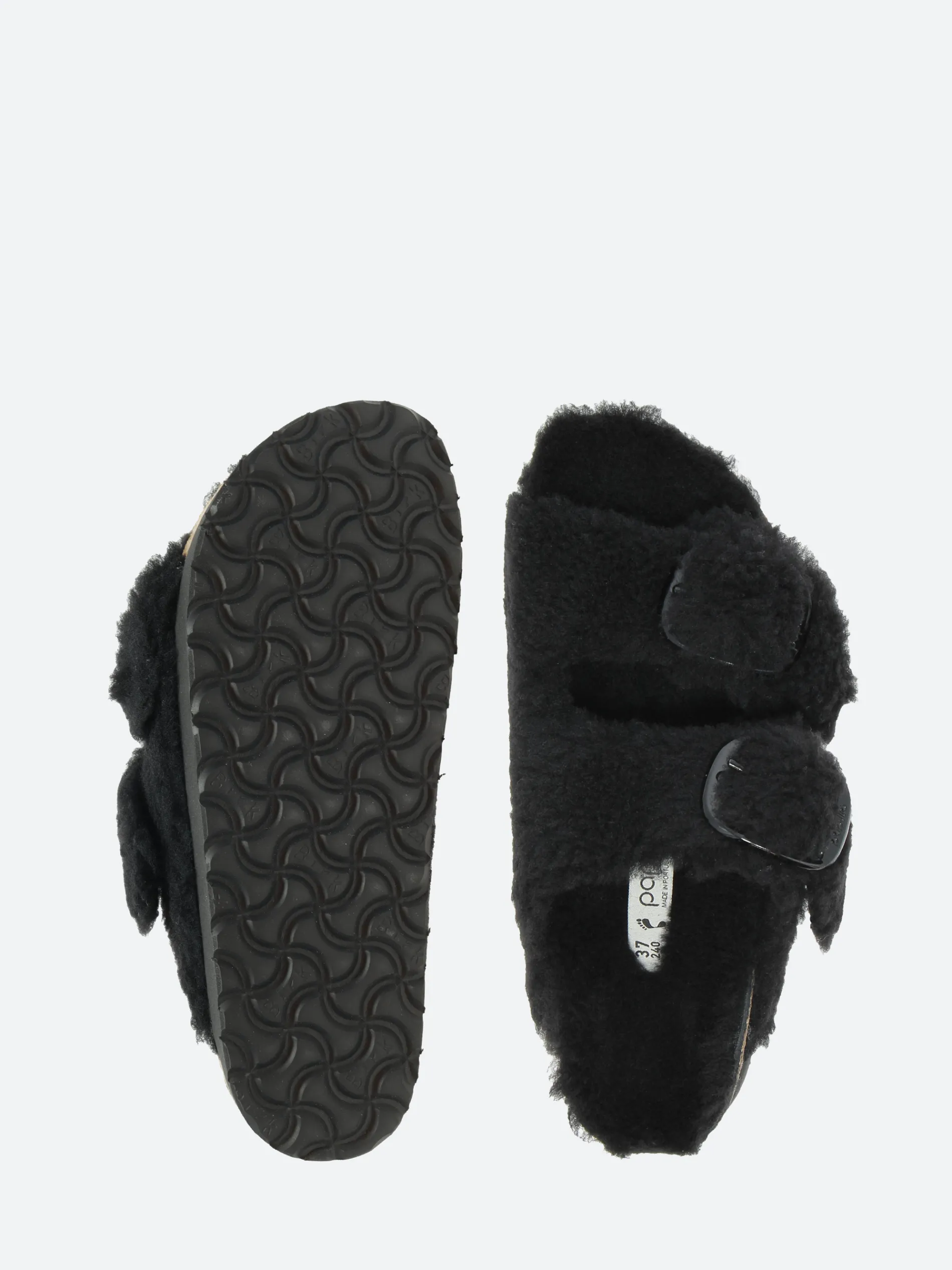 Birkenstock - Arizona Big Buckle Shearling in Black Teddy