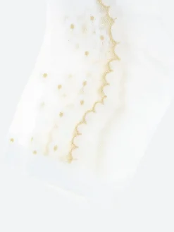 Bleuforêt - Short Sheer Socks with Small Flowers in White and Gold