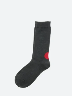 Blue Blue Japan - Back-Side Japan Flag Socks in Charcoal Grey