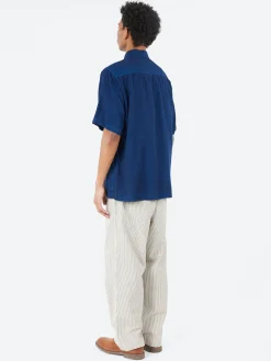 Blue Blue Japan - Broadcloth Short Sleeve Shirt in Dark Navy