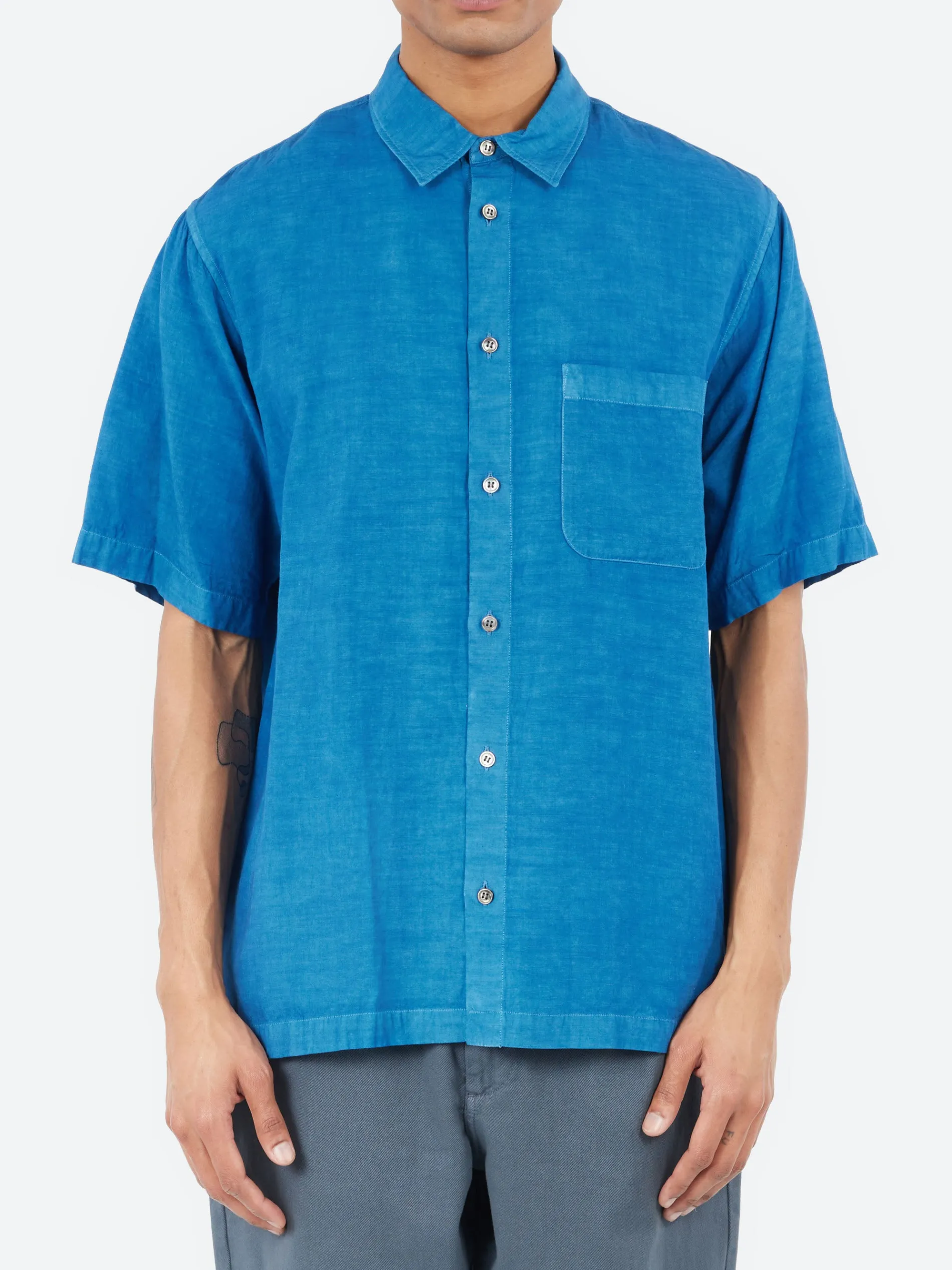 Blue Blue Japan - Broadcloth Short Sleeve Shirt in Indigo