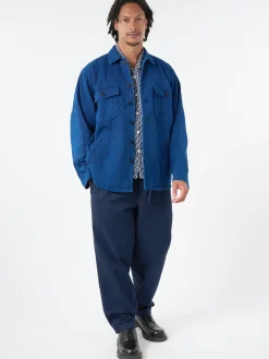 Blue Blue Japan - Kasezome Sashiko Utility Shirt in Indigo