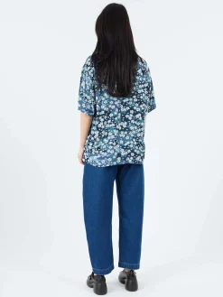 Blue Blue Japan - Nagare Sakura Shirt in Dark Navy
