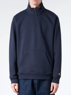 Carhartt WIP - Chase Neck Zip Sweatshirt in Dark Navy/Gold