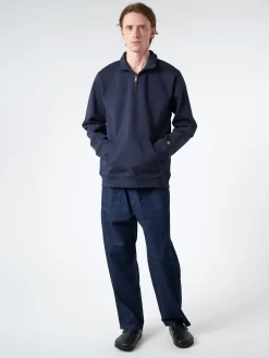 Carhartt WIP - Chase Neck Zip Sweatshirt in Dark Navy/Gold