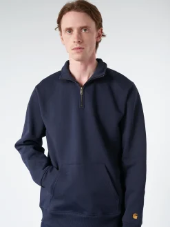 Carhartt WIP - Chase Neck Zip Sweatshirt in Dark Navy/Gold
