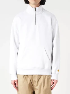 Carhartt WIP - Chase Neck Zip Sweatshirt in Ash Heather and Gold
