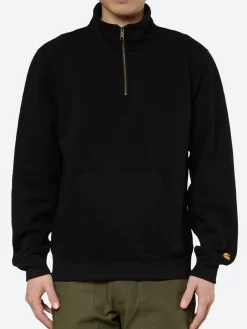 Carhartt WIP - Chase Neck Zip Sweatshirt in Black/Gold