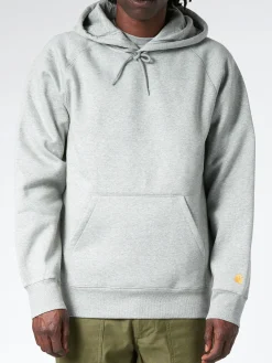 Carhartt WIP - Hooded Chase Sweatshirt in Grey Heather/Gold