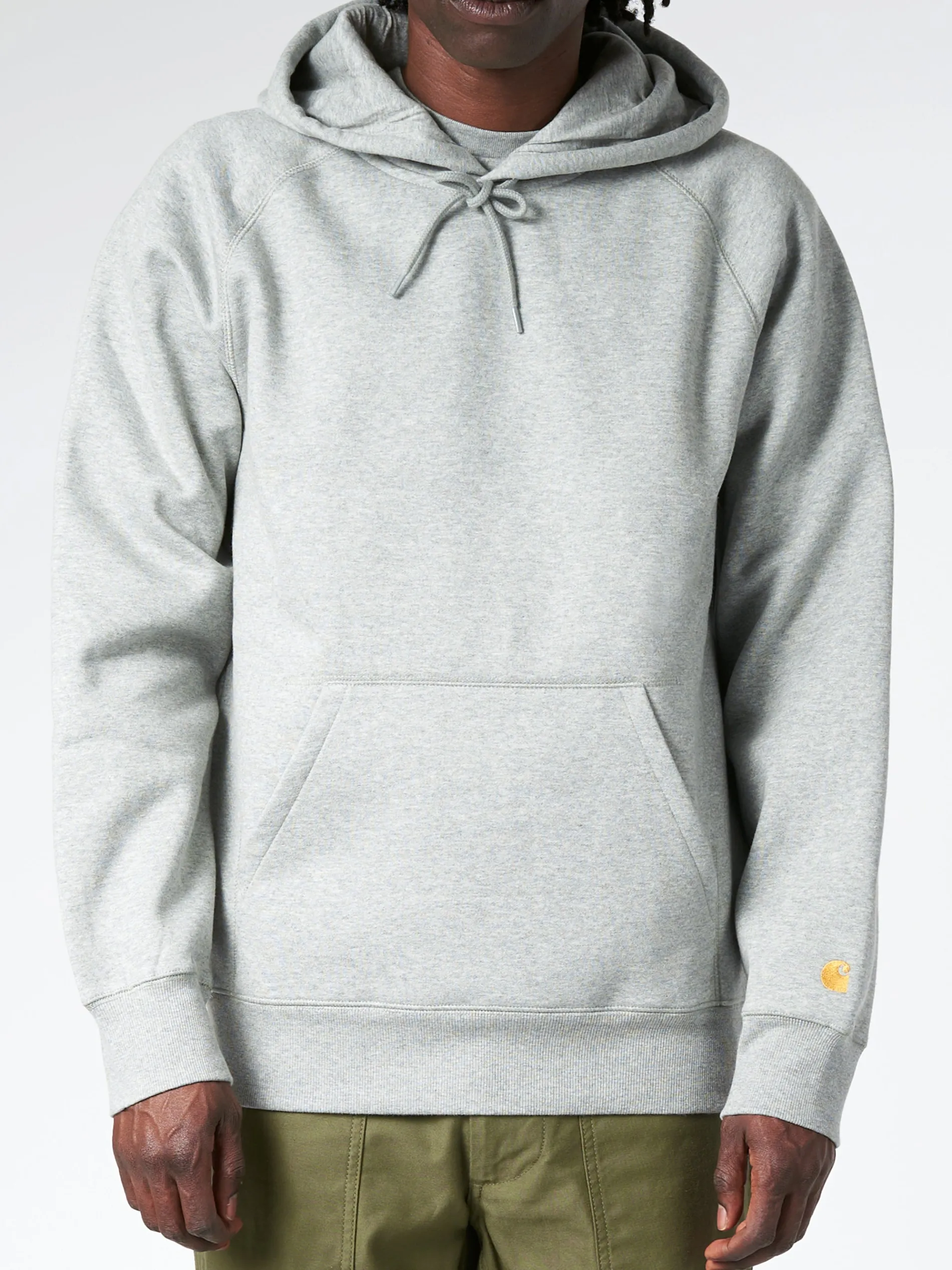 Carhartt WIP - Hooded Chase Sweatshirt in Grey Heather/Gold