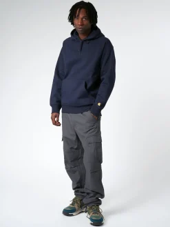 Carhartt WIP - Hooded Chase Sweatshirt in Dark Navy/Gold