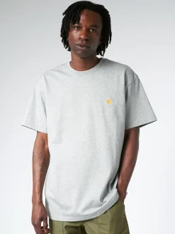 Carhartt WIP - S/S Chase T-Shirt in Grey Heather/Gold