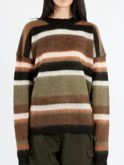 Casey Casey - Stripe Mohair Jumper in Khaki