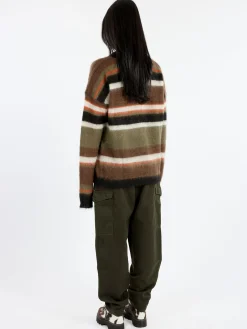 Casey Casey - Stripe Mohair Jumper in Khaki