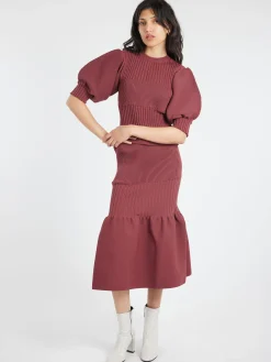 CFCL - Fluted Mermaid Skirt in Blush Red