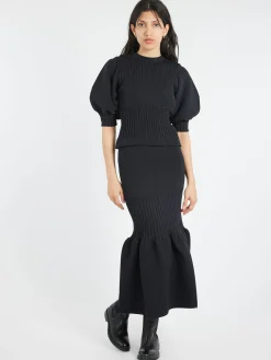 CFCL - Fluted Mermaid Skirt in Black