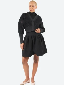 CFCL - Lattice Cropped Cardigan in Black