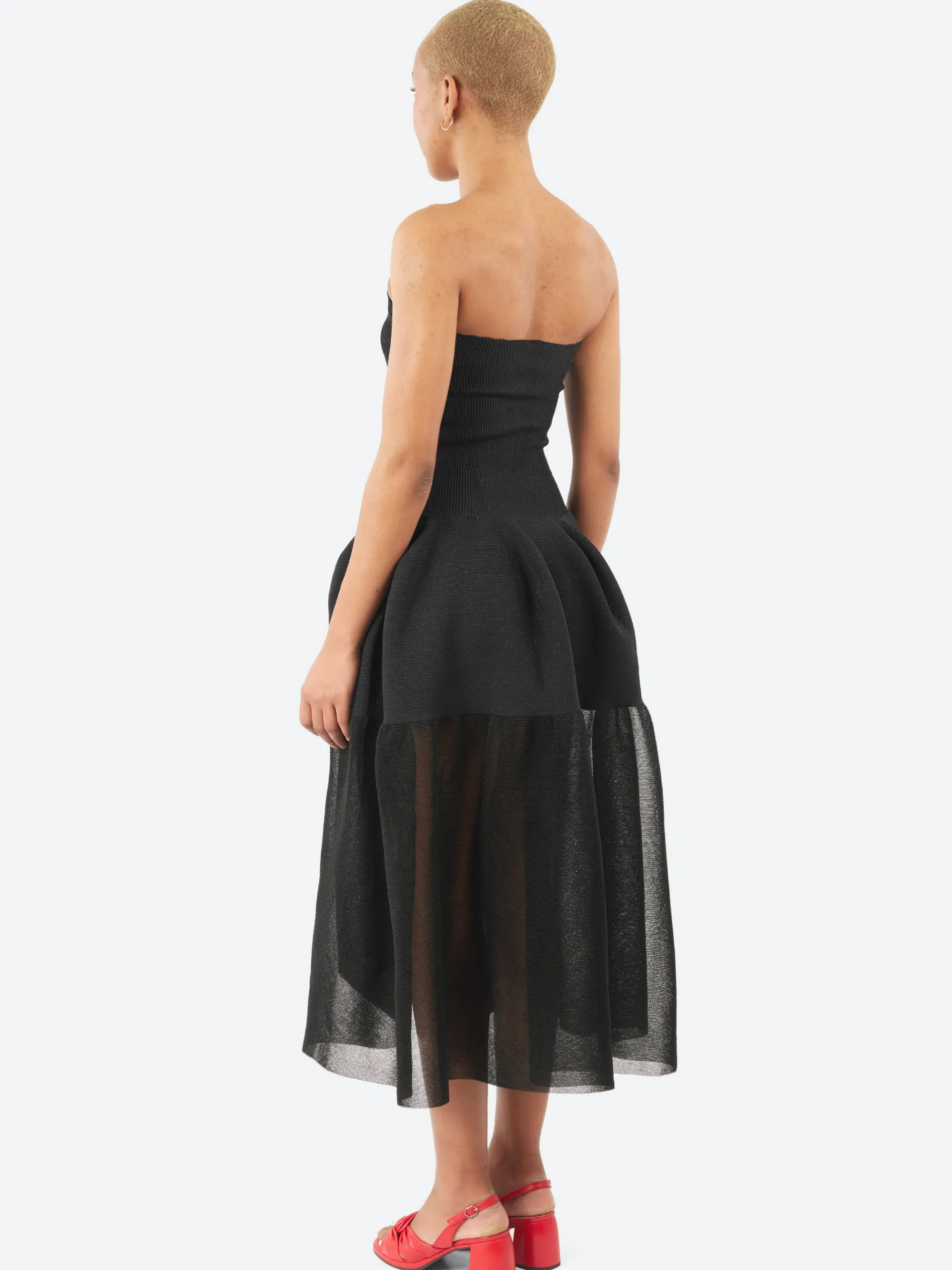 CFCL - Pottery HS Lucent Glitter Strapless Dress in Black