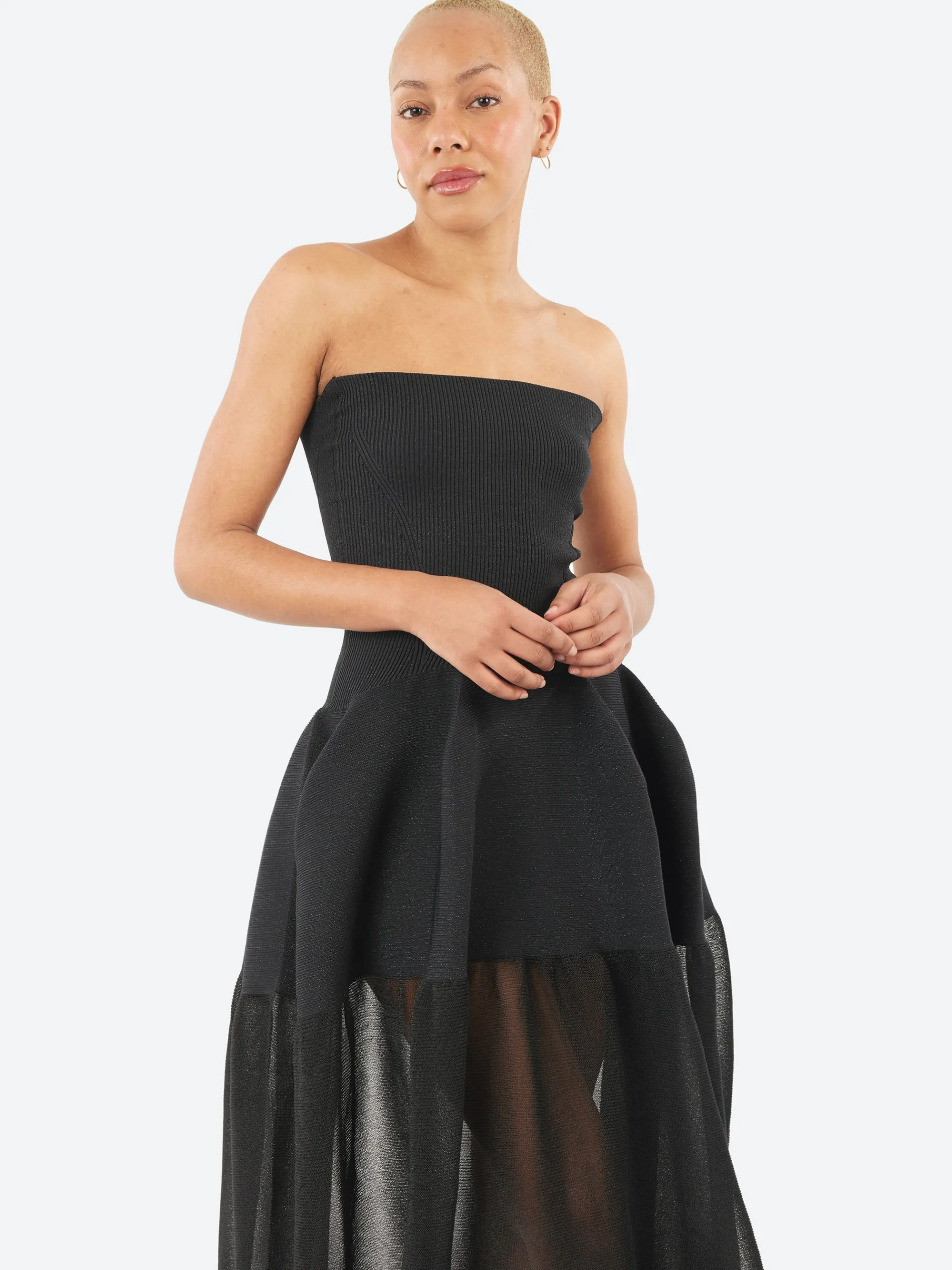 CFCL - Pottery HS Lucent Glitter Strapless Dress in Black