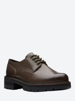 Clarks - Orianna Derby in Dark Olive Leather