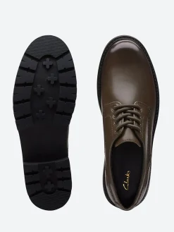 Clarks - Orianna Derby in Dark Olive Leather