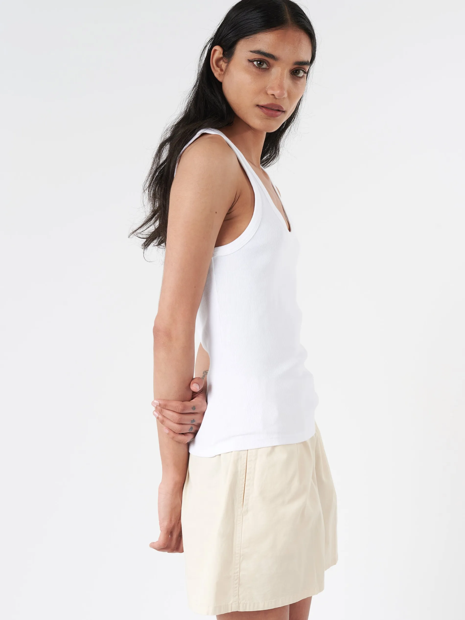 Colorful Standard - Women Organic Rib Tank Top in Optical White