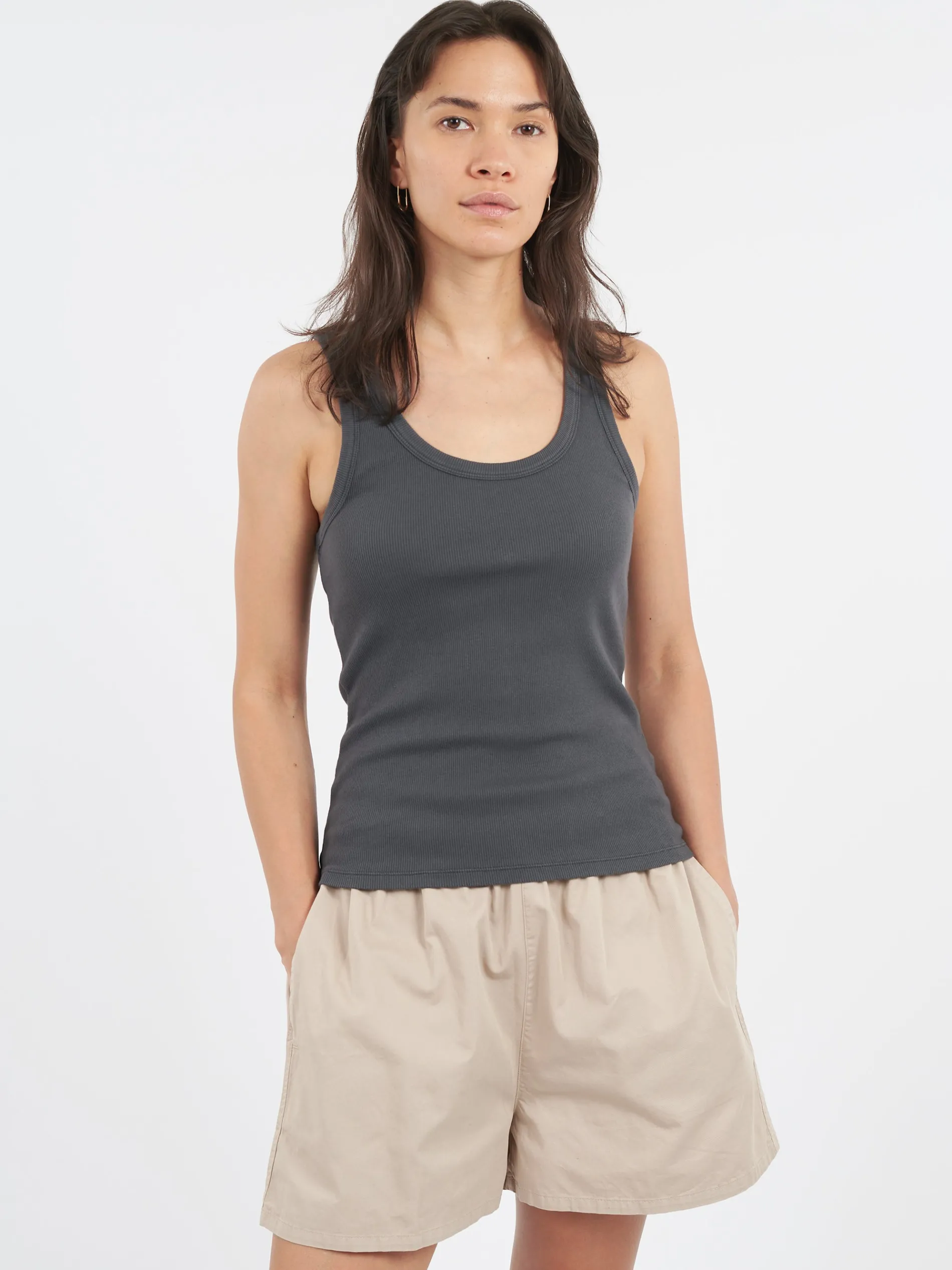 Colorful Standard - Women Organic Rib Tank Top in Lava Grey