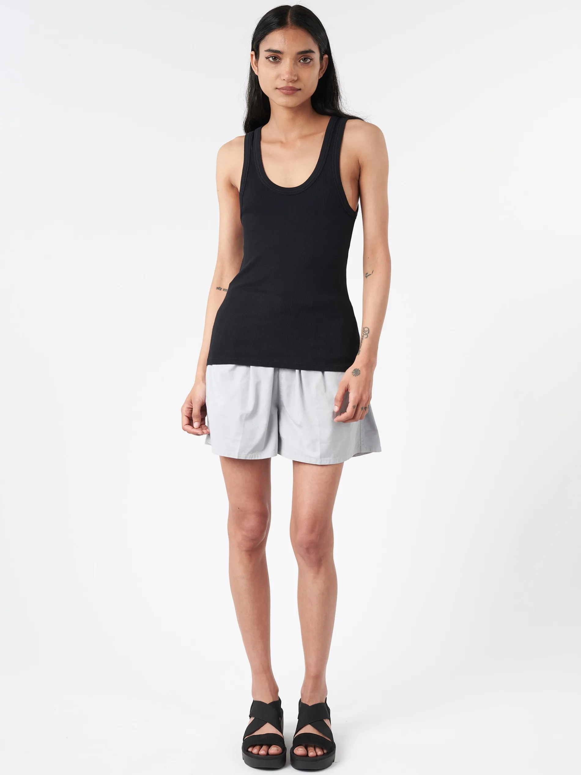 Colorful Standard - Women Organic Rib Tank Top in Deep Black