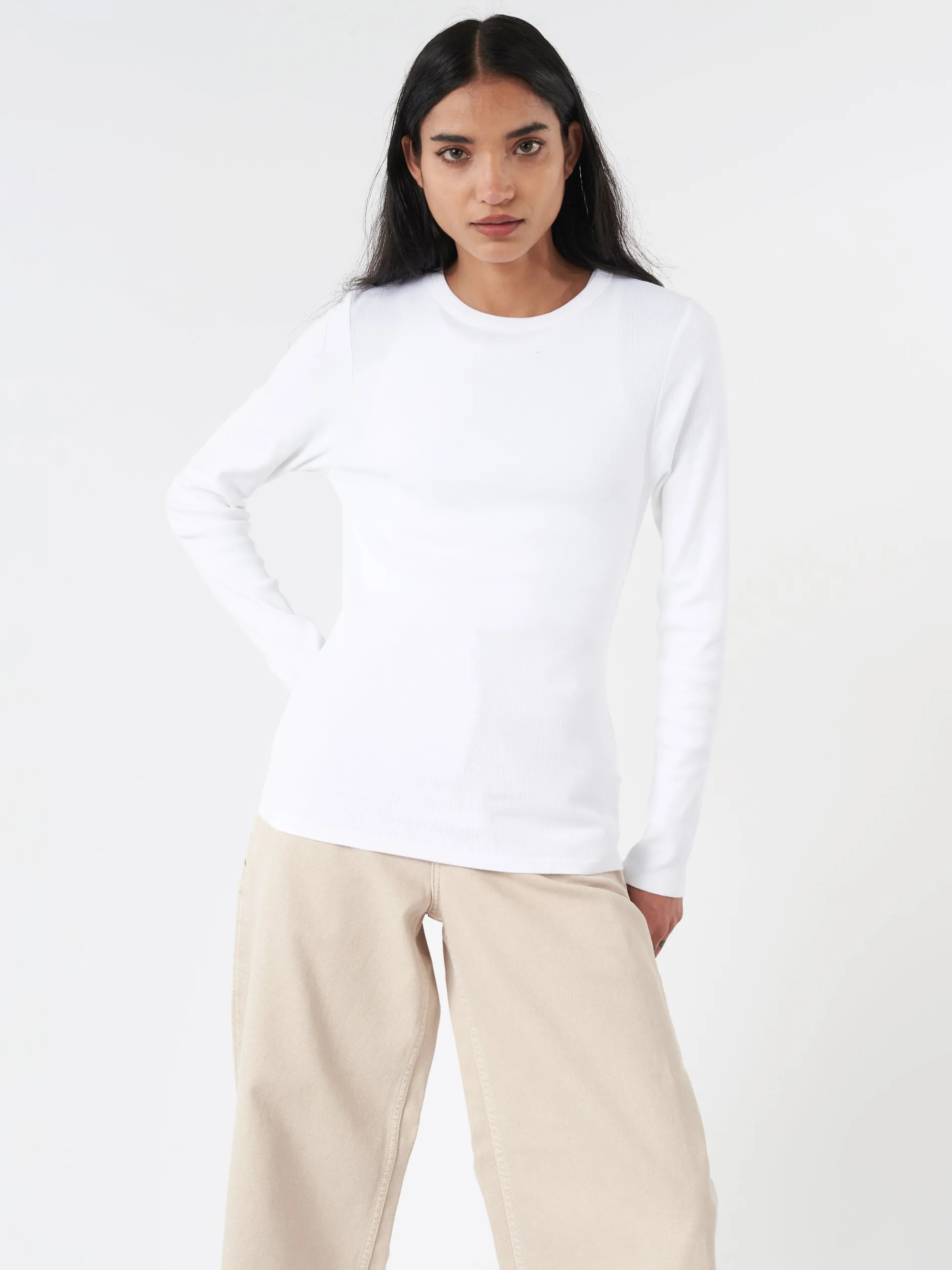 Colorful Standard - Women Organic Rib Long Sleeve Tee in Optical White