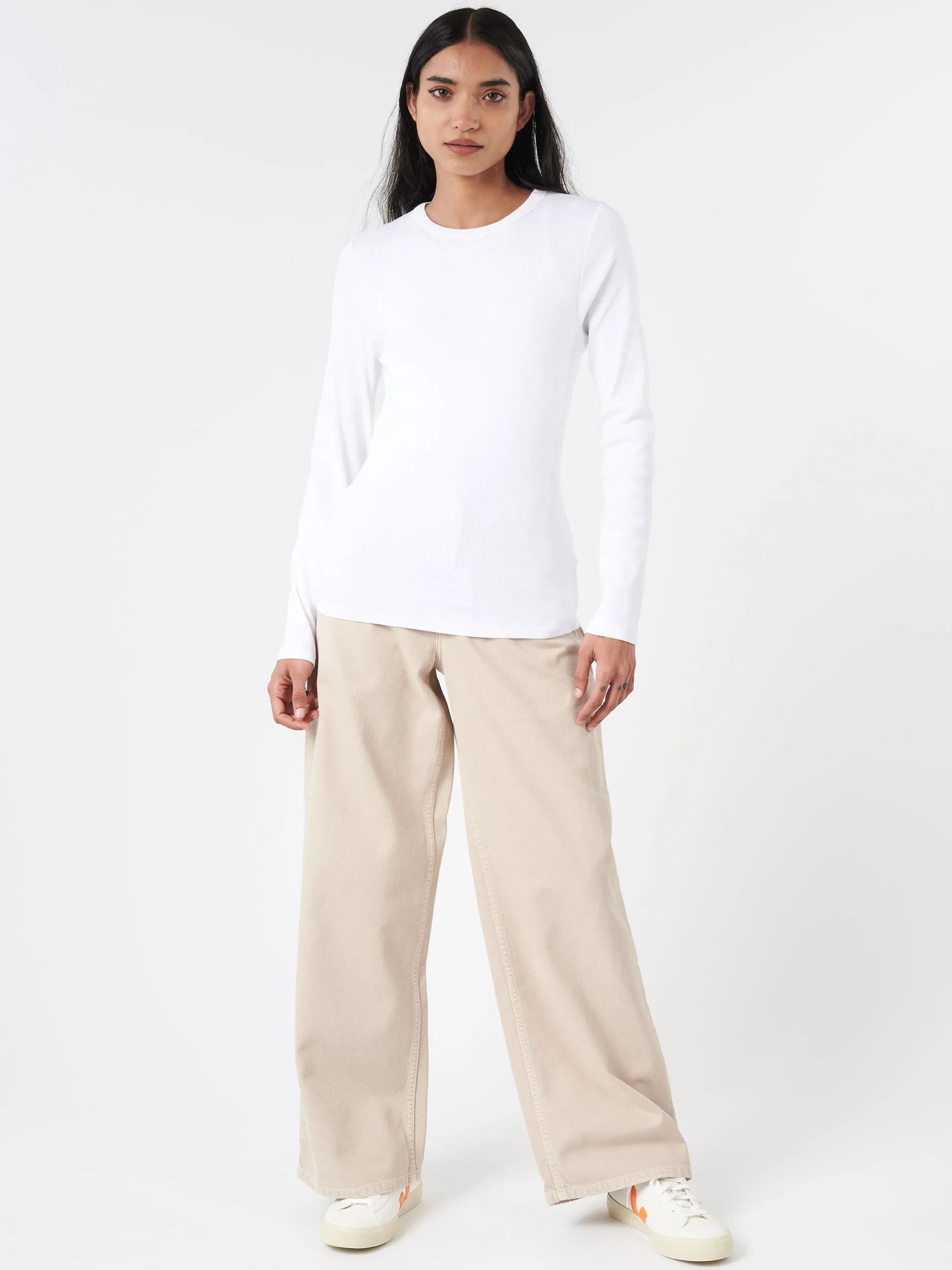 Colorful Standard - Women Organic Rib Long Sleeve Tee in Optical White