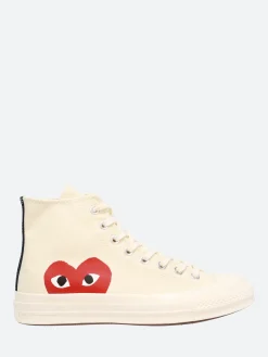Comme des Garçons PLAY - Red Heart Chuck 70 High Top in White