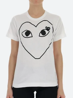 Comme des Garçons PLAY - T101 T-Shirt in White with Black Heart Outline