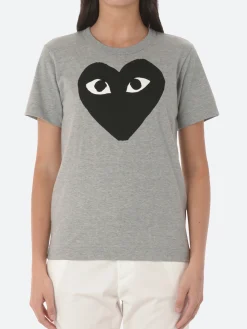 Comme des Garçons PLAY - T083 T-Shirt in Grey with Black Heart Print