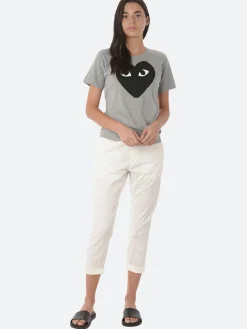 Comme des Garçons PLAY - T083 T-Shirt in Grey with Black Heart Print